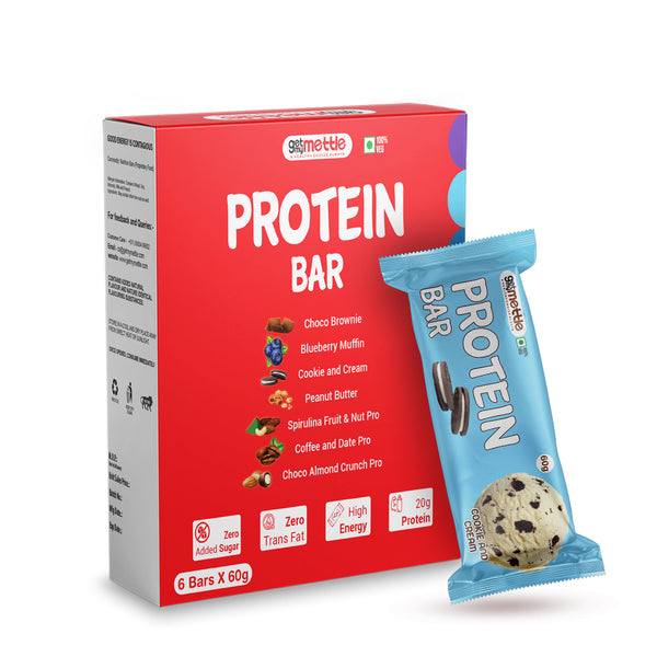 GetmyMettle Cookies and Cream Protein Bar- Pack of 6