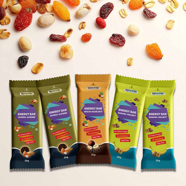 Getmymettle Energy Bar Pack of 5 ( 2xQuinoa+2xBanana+1xMocha)