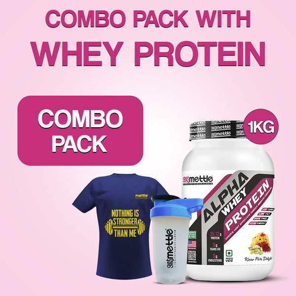 GetmyMettle 1kg Alpha whey + Shaker + t shirt