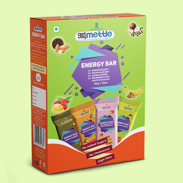 GetmyMettle Assorted Energy Bar 3-of-each flavour (Pack of 12, 420g)